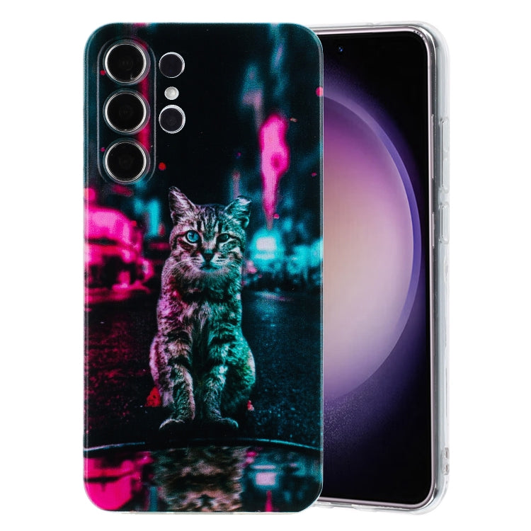 For Samsung Galaxy S24 Ultra 5G Colorful Painting Pattern TPU Phone Case(Traffic Light Cat) - HoMEdemic™ 