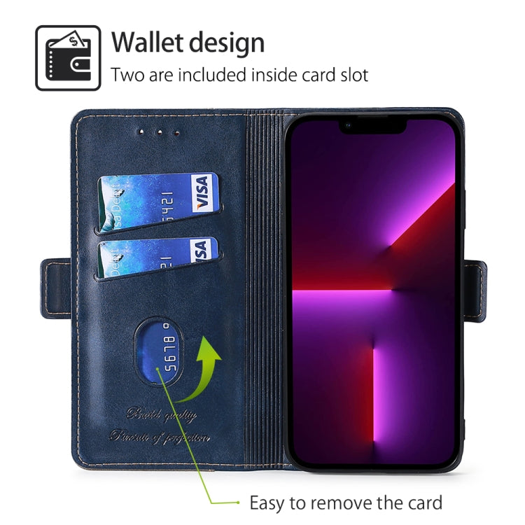 For Samsung Galaxy S24 Ultra 5G Contrast Color Side Buckle Leather Phone Case(Blue + Grey) - HoMEdemic™ 