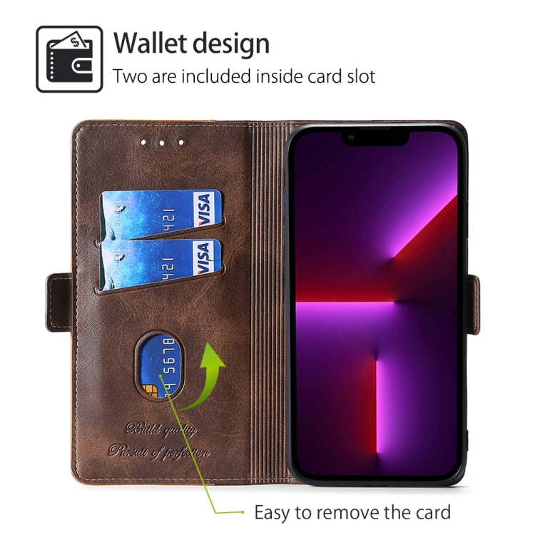 For Samsung Galaxy S24 Ultra 5G Contrast Color Side Buckle Leather Phone Case(Dark Brown + Gold) - HoMEdemic™ 