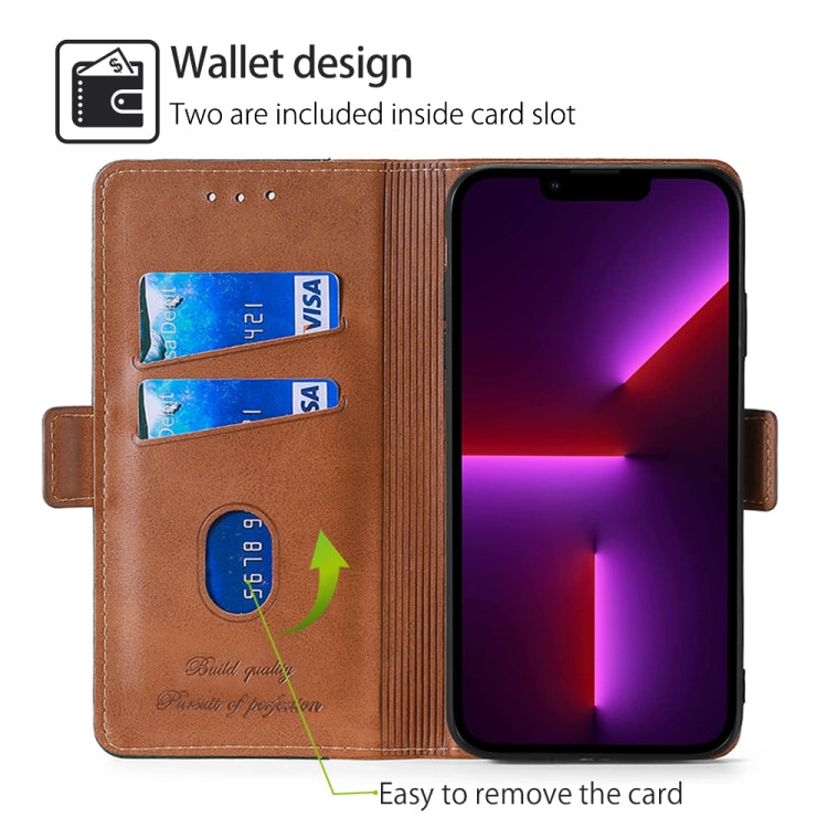 For Samsung Galaxy S24 Ultra 5G Contrast Color Side Buckle Leather Phone Case(Light Brown + Green) - HoMEdemic™ 
