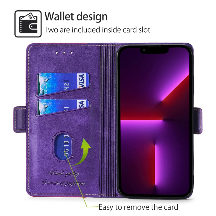 For Samsung Galaxy S24 Ultra 5G Contrast Color Side Buckle Leather Phone Case(Purple + Rose Red) - HoMEdemic™ 