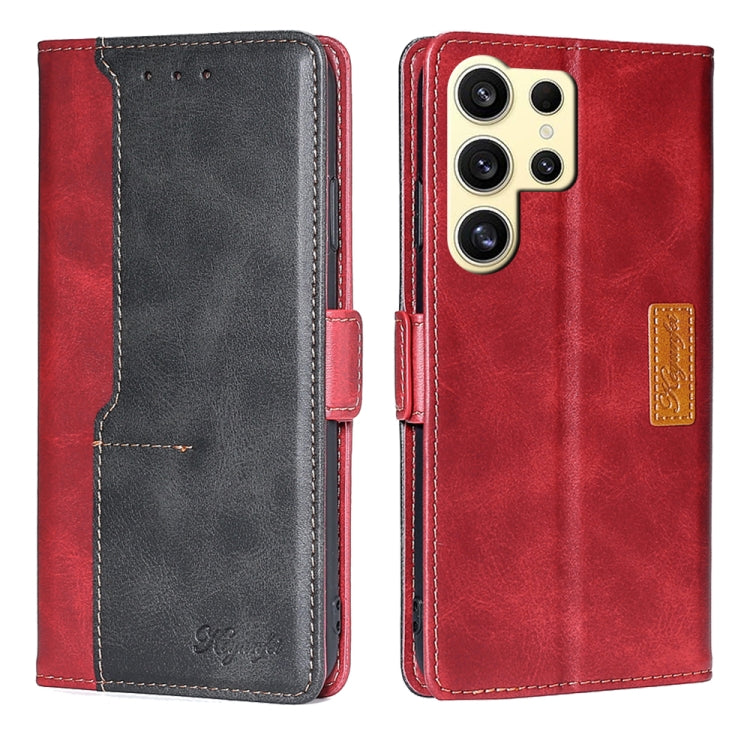 For Samsung Galaxy S24 Ultra 5G Contrast Color Side Buckle Leather Phone Case(Red + Black) - HoMEdemic™ 