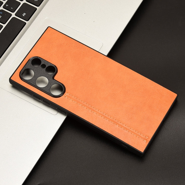For Samsung Galaxy S24 Ultra 5G Cow Pattern Sewing Back Cover Phone Case(Orange) - HoMEdemic™ 