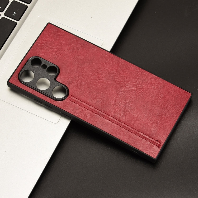 For Samsung Galaxy S24 Ultra 5G Cow Pattern Sewing Back Cover Phone Case(Red) - HoMEdemic™ 
