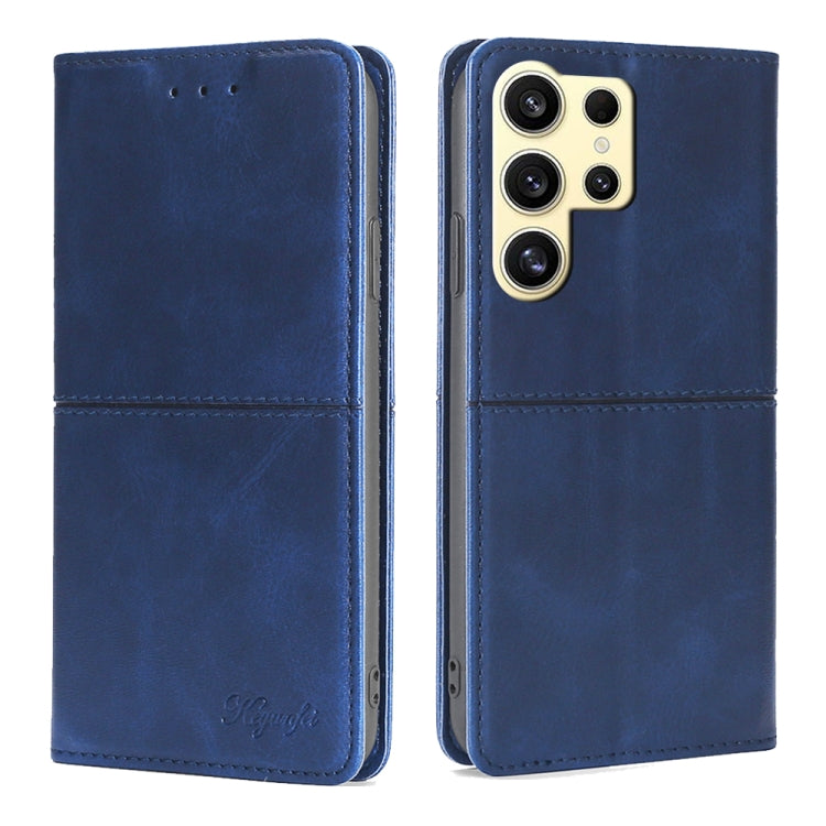 For Samsung Galaxy S24 Ultra 5G Cow Texture Magnetic Leather Phone Case(Blue) - HoMEdemic™ 
