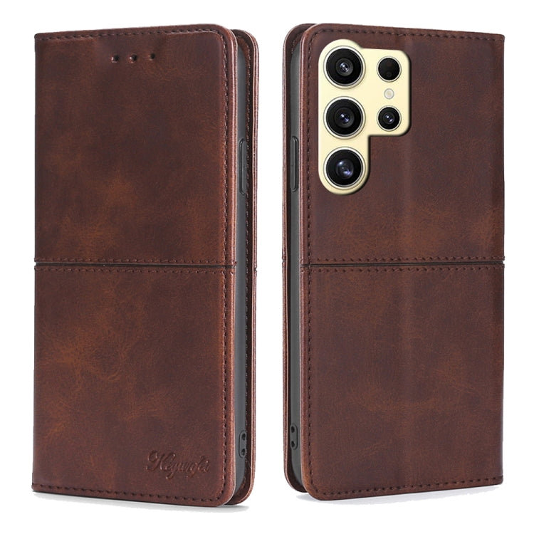 For Samsung Galaxy S24 Ultra 5G Cow Texture Magnetic Leather Phone Case(Dark Brown) - HoMEdemic™ 