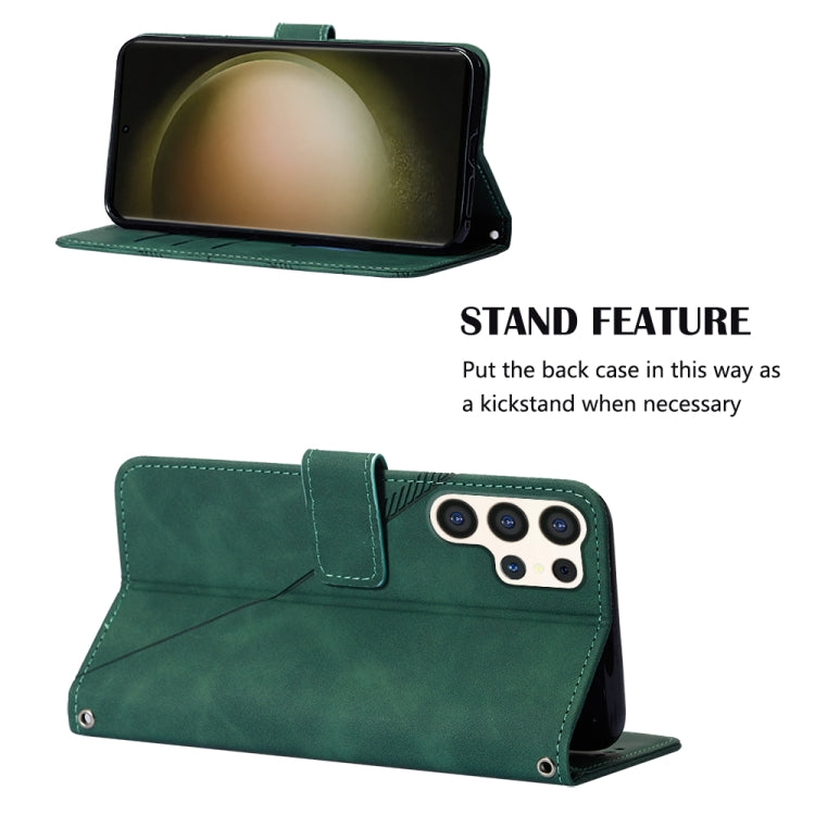 For Samsung Galaxy S24 Ultra 5G Crossbody 3D Embossed Flip Leather Phone Case(Dark Green) - HoMEdemic™ 