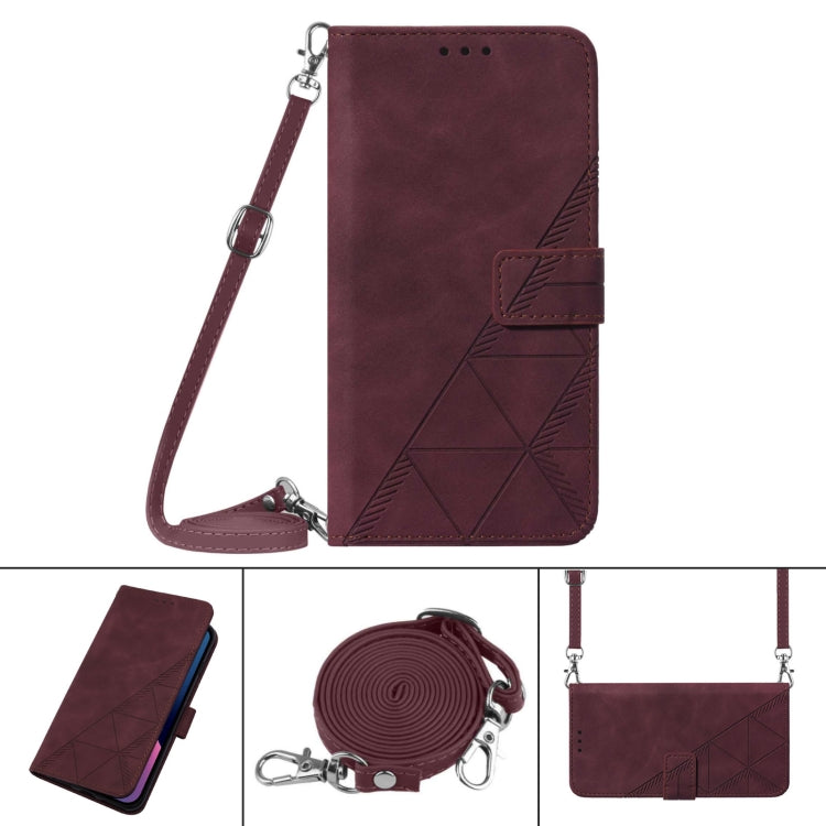 For Samsung Galaxy S24 Ultra 5G Crossbody 3D Embossed Flip Leather Phone Case(Wine Red) - HoMEdemic™ 