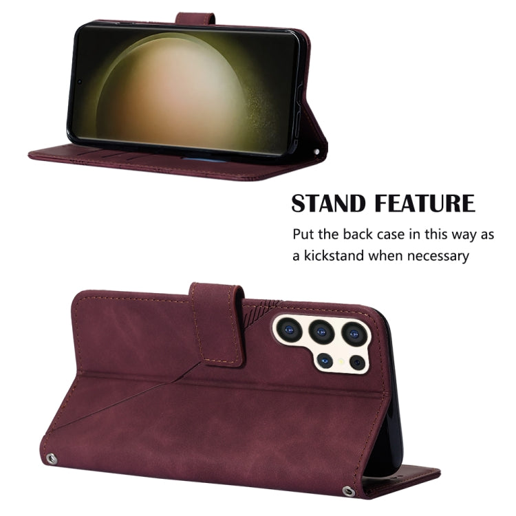 For Samsung Galaxy S24 Ultra 5G Crossbody 3D Embossed Flip Leather Phone Case(Wine Red) - HoMEdemic™ 