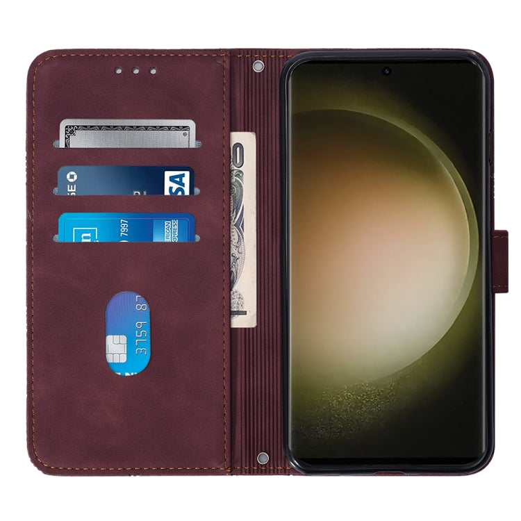For Samsung Galaxy S24 Ultra 5G Crossbody 3D Embossed Flip Leather Phone Case(Wine Red) - HoMEdemic™ 