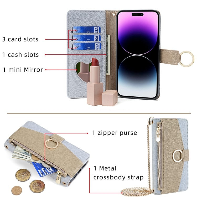 For Samsung Galaxy S24 Ultra 5G Crossbody Litchi Texture Leather Phone Case(Blue) - HoMEdemic™ 
