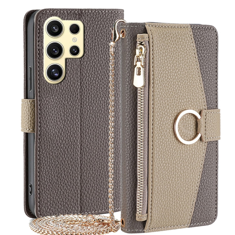 For Samsung Galaxy S24 Ultra 5G Crossbody Litchi Texture Leather Phone Case(Grey) - HoMEdemic™ 