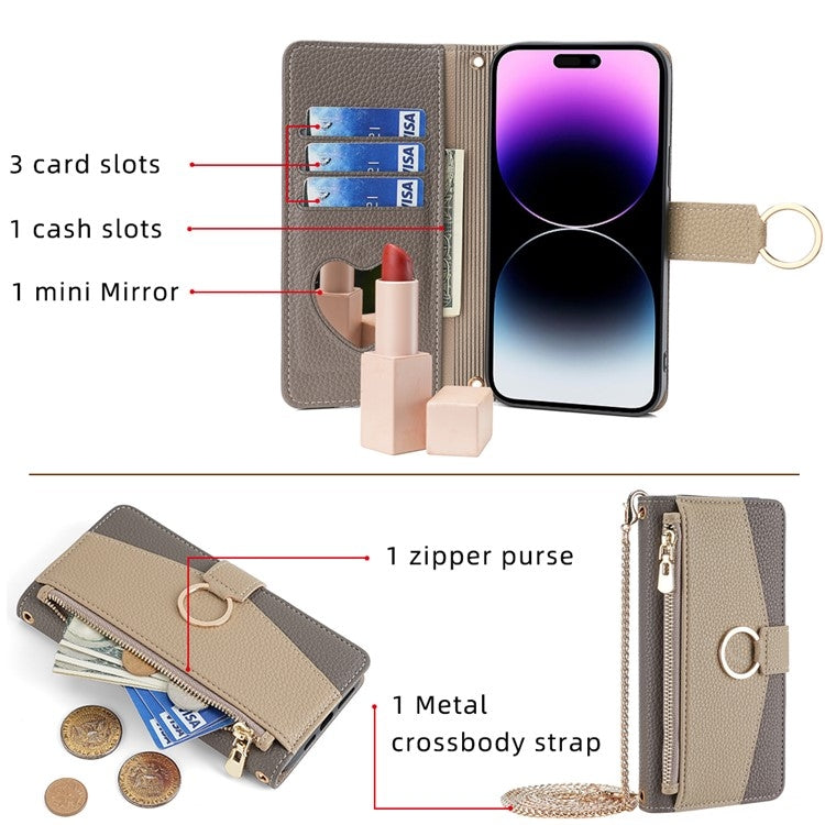 For Samsung Galaxy S24 Ultra 5G Crossbody Litchi Texture Leather Phone Case(Grey) - HoMEdemic™ 