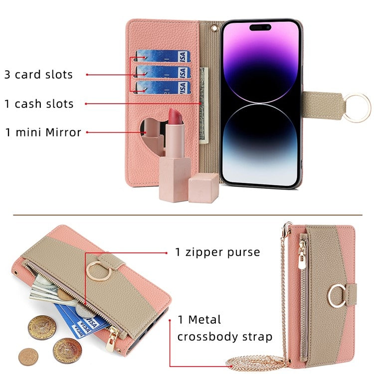 For Samsung Galaxy S24 Ultra 5G Crossbody Litchi Texture Leather Phone Case(Pink) - HoMEdemic™ 