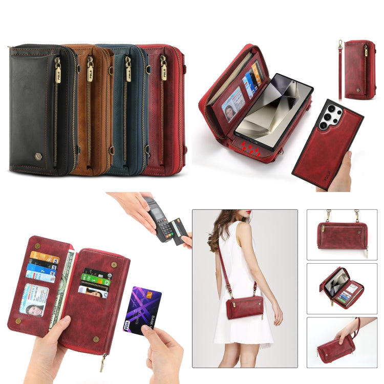 For Samsung Galaxy S24 Ultra 5G Crossbody Multi-functional Zipper Wallet Leather Phone Case(Black) - HoMEdemic™ 
