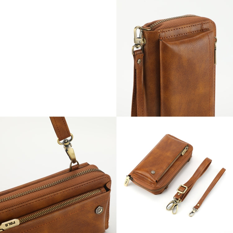 For Samsung Galaxy S24 Ultra 5G Crossbody Multi-functional Zipper Wallet Leather Phone Case(Brown) - HoMEdemic™ 