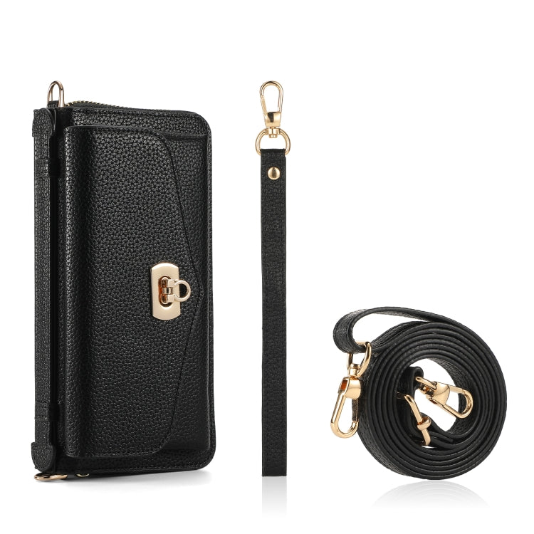 For Samsung Galaxy S24 Ultra 5G Crossbody Multi-functional Zipper Wallet Litchi Leather Phone Case(Black) - HoMEdemic™ 