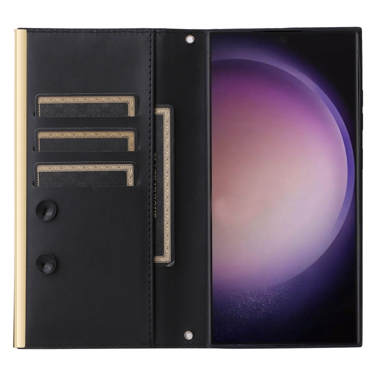 For Samsung Galaxy S24 Ultra 5G Crossbody Rhombic Sucker Leather Phone Case(Black) - HoMEdemic™ 