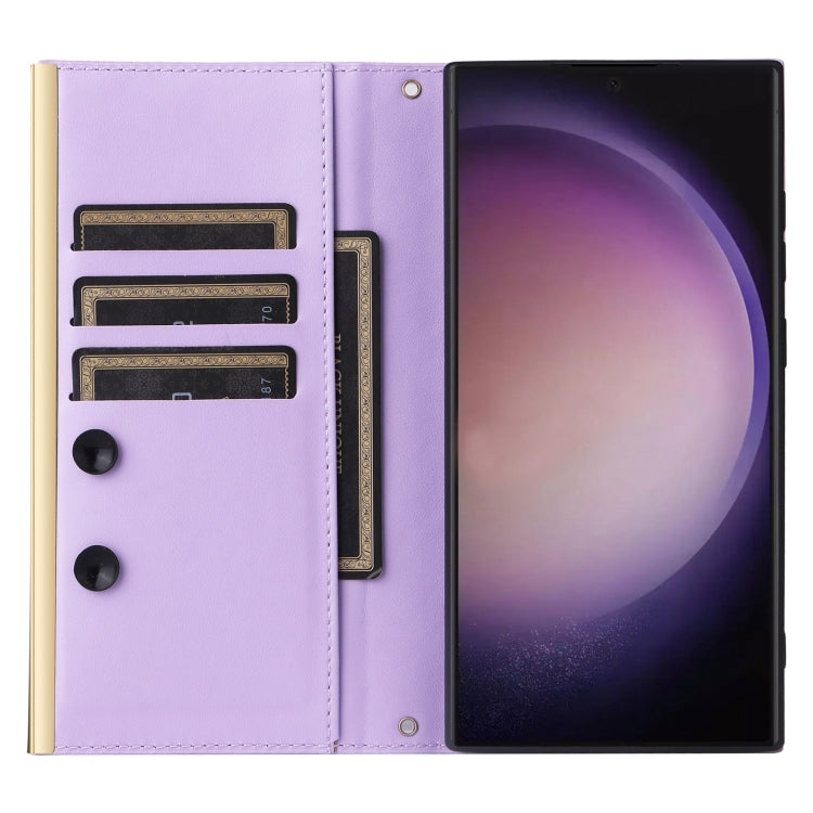For Samsung Galaxy S24 Ultra 5G Crossbody Rhombic Sucker Leather Phone Case(Purple) - HoMEdemic™ 