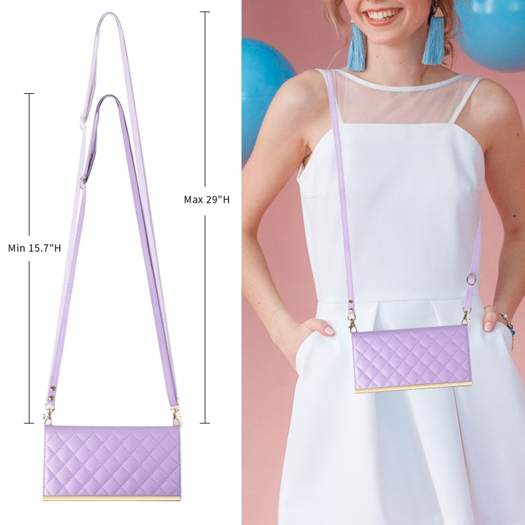 For Samsung Galaxy S24 Ultra 5G Crossbody Rhombic Sucker Leather Phone Case(Purple) - HoMEdemic™ 