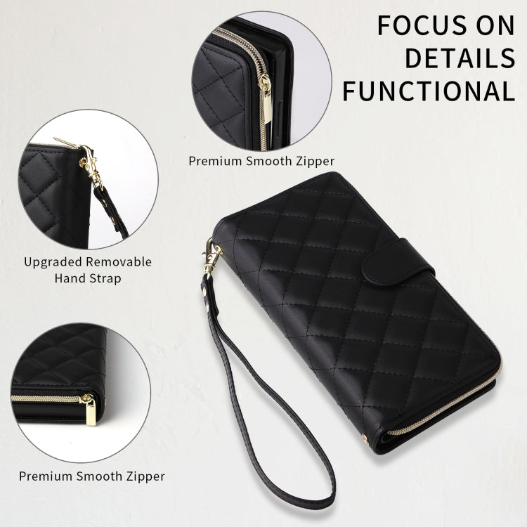 For Samsung Galaxy S24 Ultra 5G Crossbody Rhombic Zipper Tower Buckle Leather Phone Case with Lanyard(Black) - HoMEdemic™ 