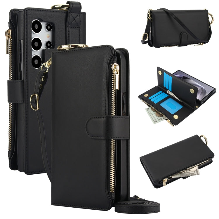 For Samsung Galaxy S24 Ultra 5G Crossbody Ring Multifunctional Wallet Leather Phone Case(Black) - HoMEdemic™ 