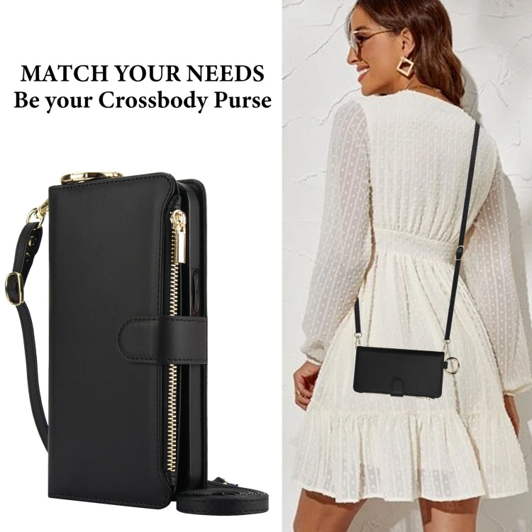For Samsung Galaxy S24 Ultra 5G Crossbody Ring Multifunctional Wallet Leather Phone Case(Black) - HoMEdemic™ 