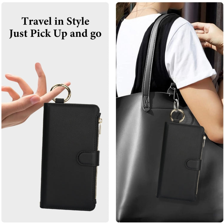 For Samsung Galaxy S24 Ultra 5G Crossbody Ring Multifunctional Wallet Leather Phone Case(Black) - HoMEdemic™ 