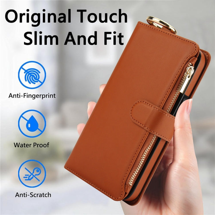 For Samsung Galaxy S24 Ultra 5G Crossbody Ring Multifunctional Wallet Leather Phone Case(Brown) - HoMEdemic™ 