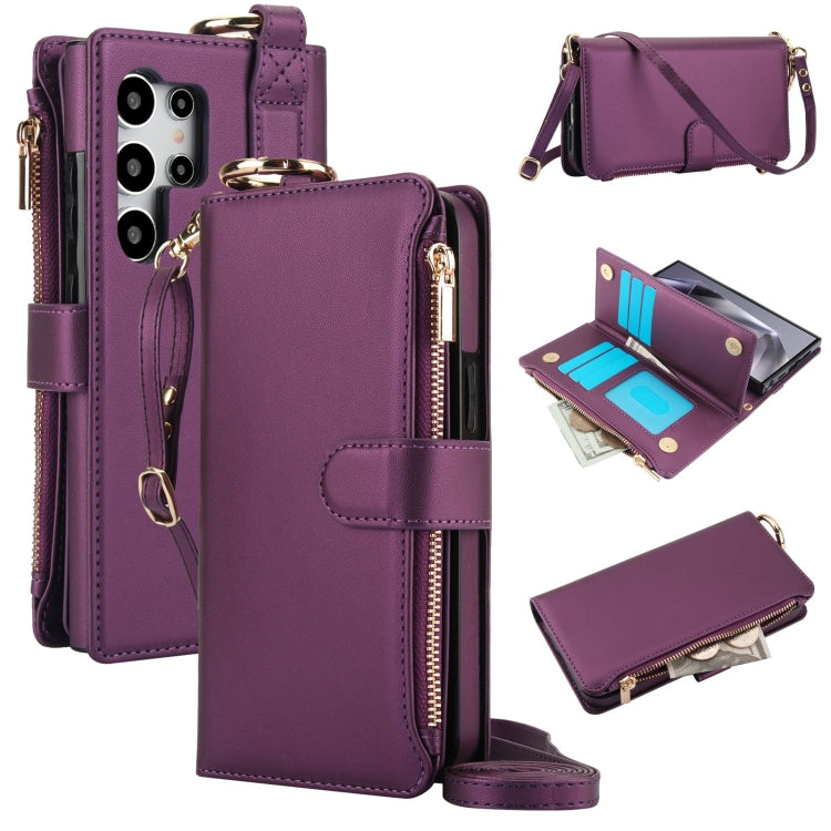 For Samsung Galaxy S24 Ultra 5G Crossbody Ring Multifunctional Wallet Leather Phone Case(Dark Purple) - HoMEdemic™ 