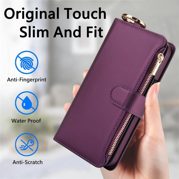 For Samsung Galaxy S24 Ultra 5G Crossbody Ring Multifunctional Wallet Leather Phone Case(Dark Purple) - HoMEdemic™ 
