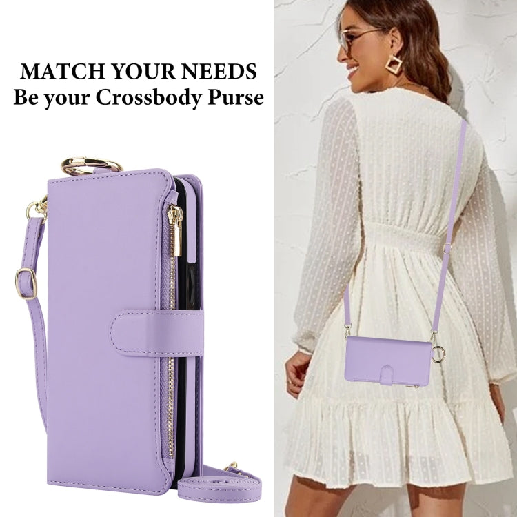 For Samsung Galaxy S24 Ultra 5G Crossbody Ring Multifunctional Wallet Leather Phone Case(Purple) - HoMEdemic™ 