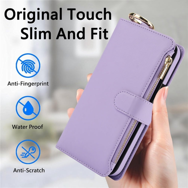 For Samsung Galaxy S24 Ultra 5G Crossbody Ring Multifunctional Wallet Leather Phone Case(Purple) - HoMEdemic™ 