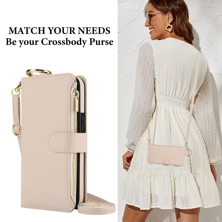 For Samsung Galaxy S24 Ultra 5G Crossbody Ring Multifunctional Wallet Leather Phone Case(White) - HoMEdemic™ 