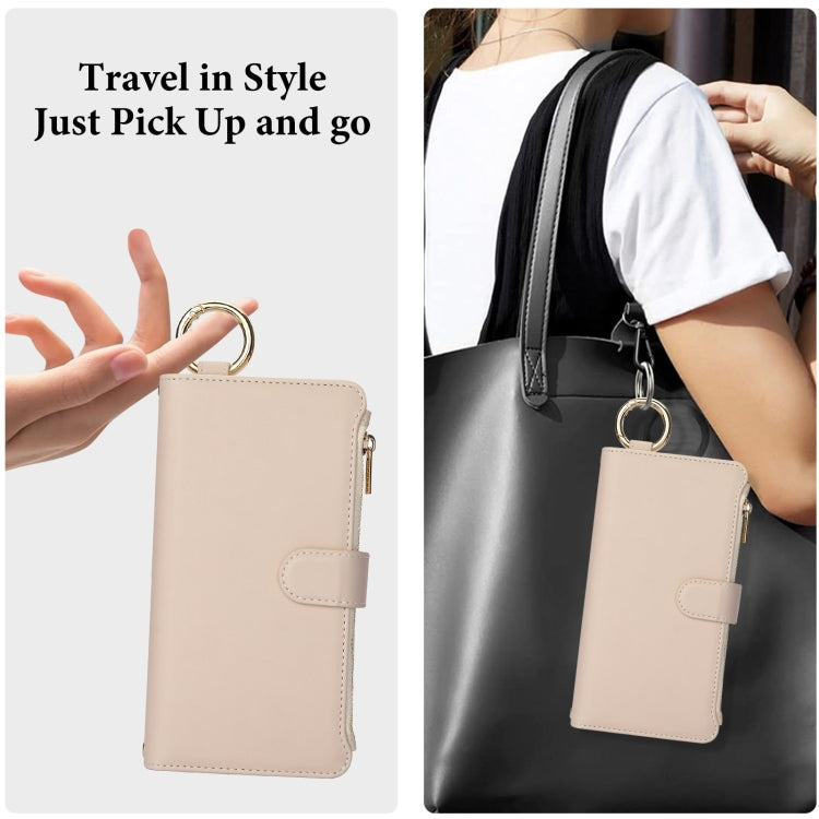 For Samsung Galaxy S24 Ultra 5G Crossbody Ring Multifunctional Wallet Leather Phone Case(White) - HoMEdemic™ 
