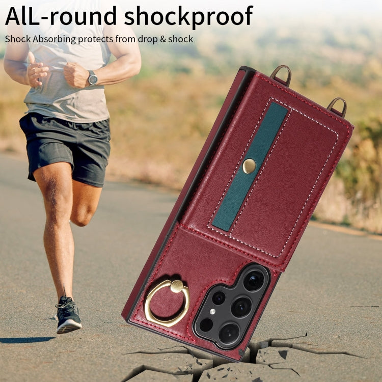 For Samsung Galaxy S24 Ultra 5G Crossbodys Wallet Bag Ring Holder Leather Phone Case(Red) - HoMEdemic™ 