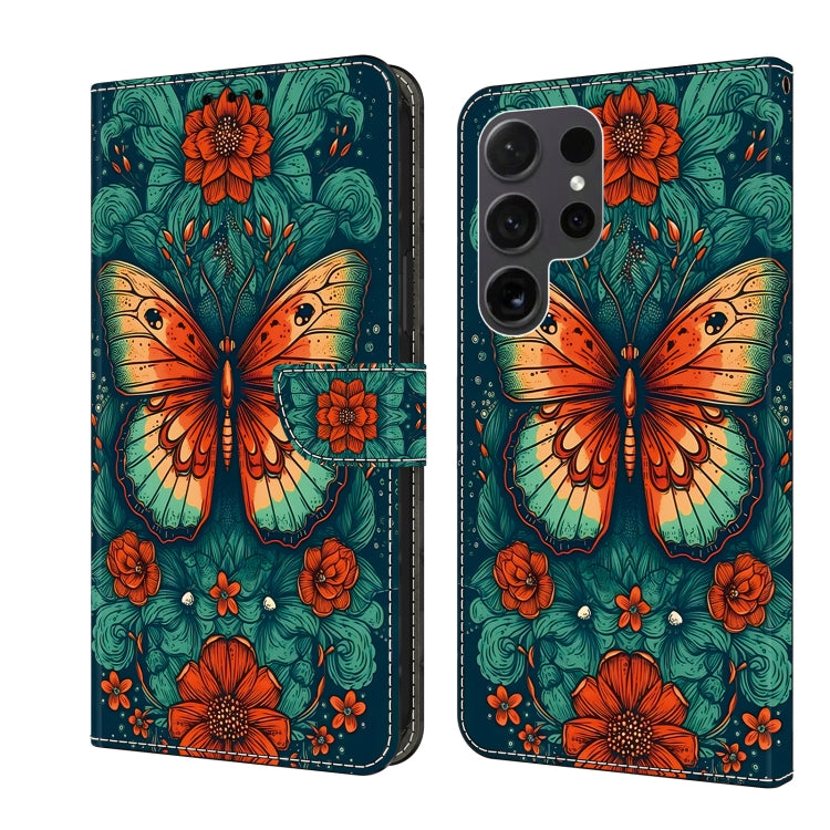 For Samsung Galaxy S24 Ultra 5G Crystal Painted Leather Phone case(Flower Butterfly) - HoMEdemic™ 