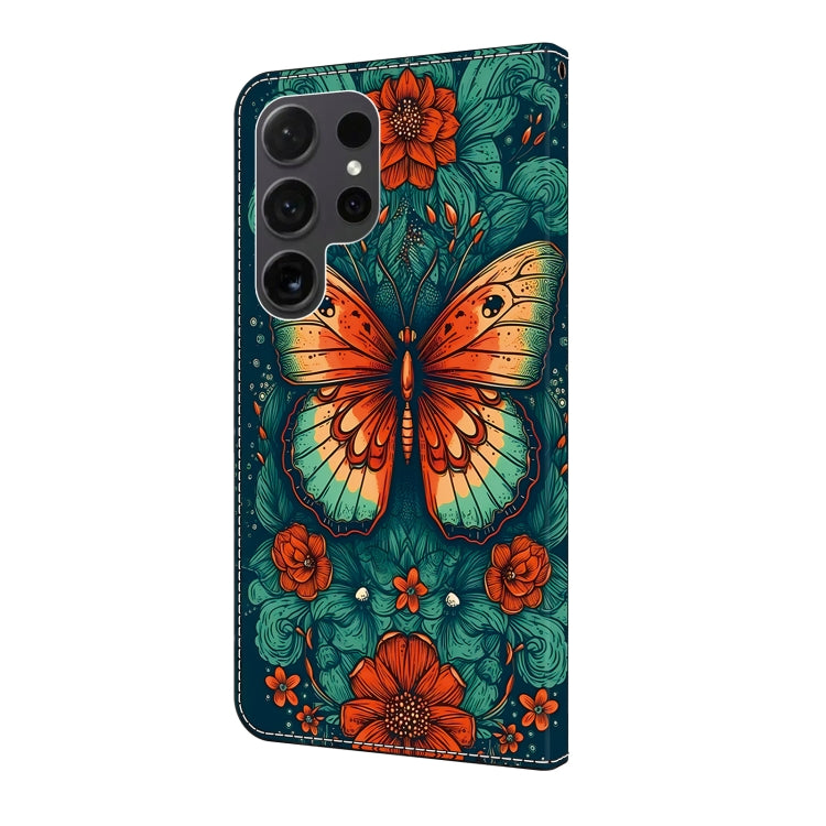 For Samsung Galaxy S24 Ultra 5G Crystal Painted Leather Phone case(Flower Butterfly) - HoMEdemic™ 