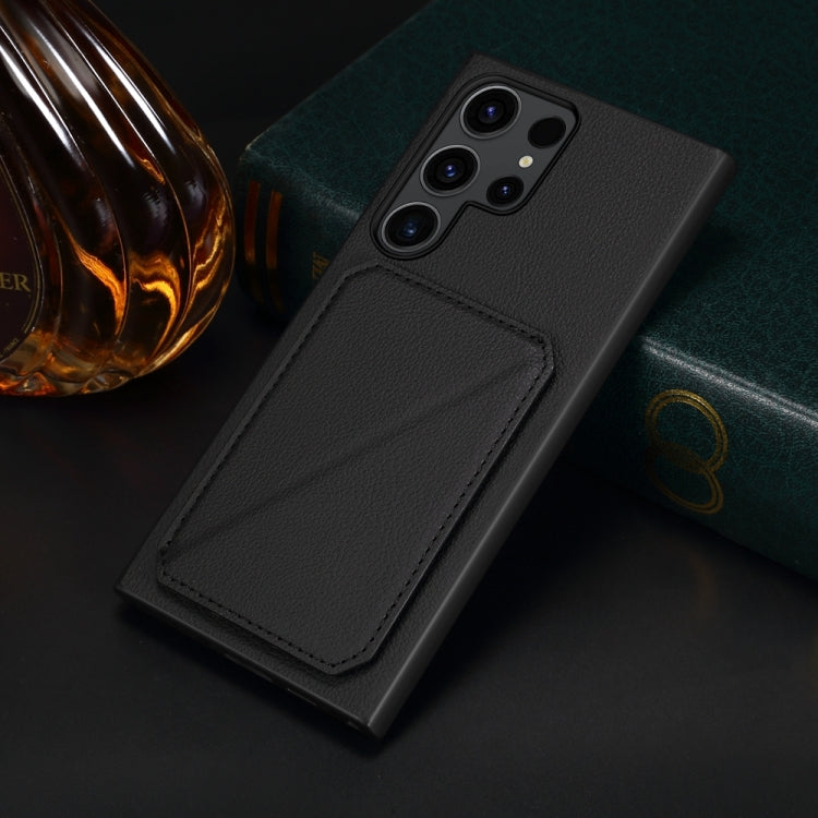 For Samsung Galaxy S24 Ultra 5G D04 Calf Texture Dual Card Slot Holder Phone Case(Black) - HoMEdemic™ 