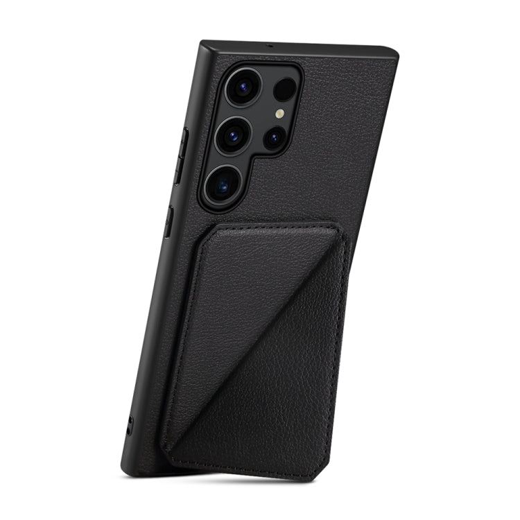 For Samsung Galaxy S24 Ultra 5G D04 Calf Texture Dual Card Slot Holder Phone Case(Black) - HoMEdemic™ 