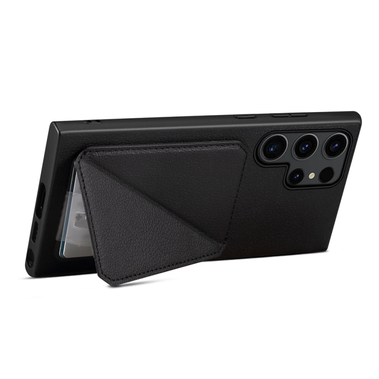 For Samsung Galaxy S24 Ultra 5G D04 Calf Texture Dual Card Slot Holder Phone Case(Black) - HoMEdemic™ 