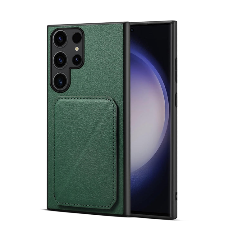 For Samsung Galaxy S24 Ultra 5G D04 Calf Texture Dual Card Slot Holder Phone Case(Green) - HoMEdemic™ 