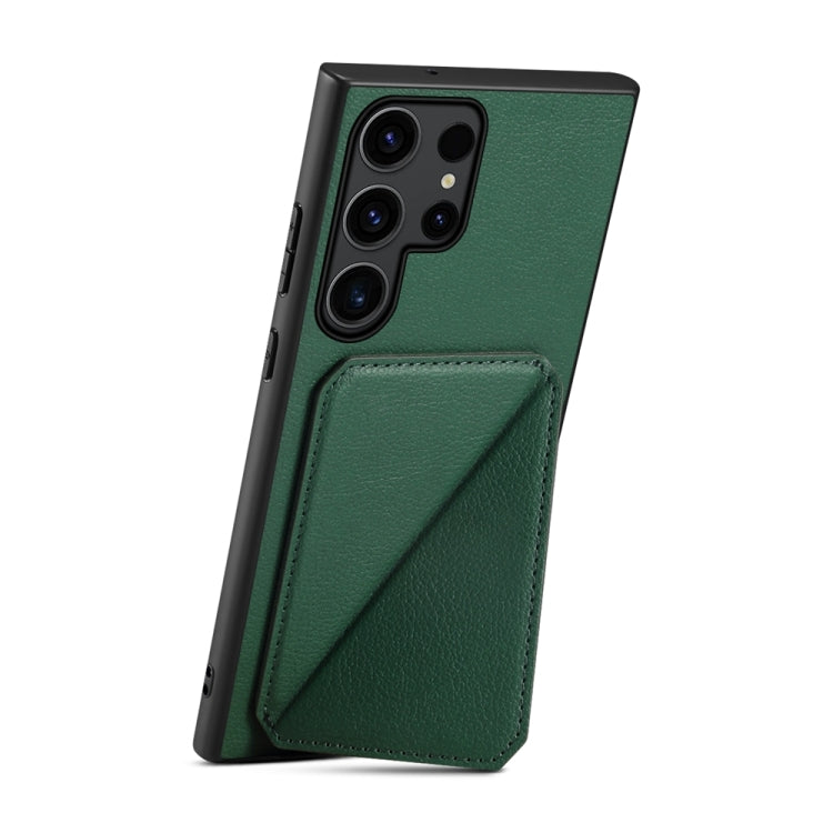 For Samsung Galaxy S24 Ultra 5G D04 Calf Texture Dual Card Slot Holder Phone Case(Green) - HoMEdemic™ 
