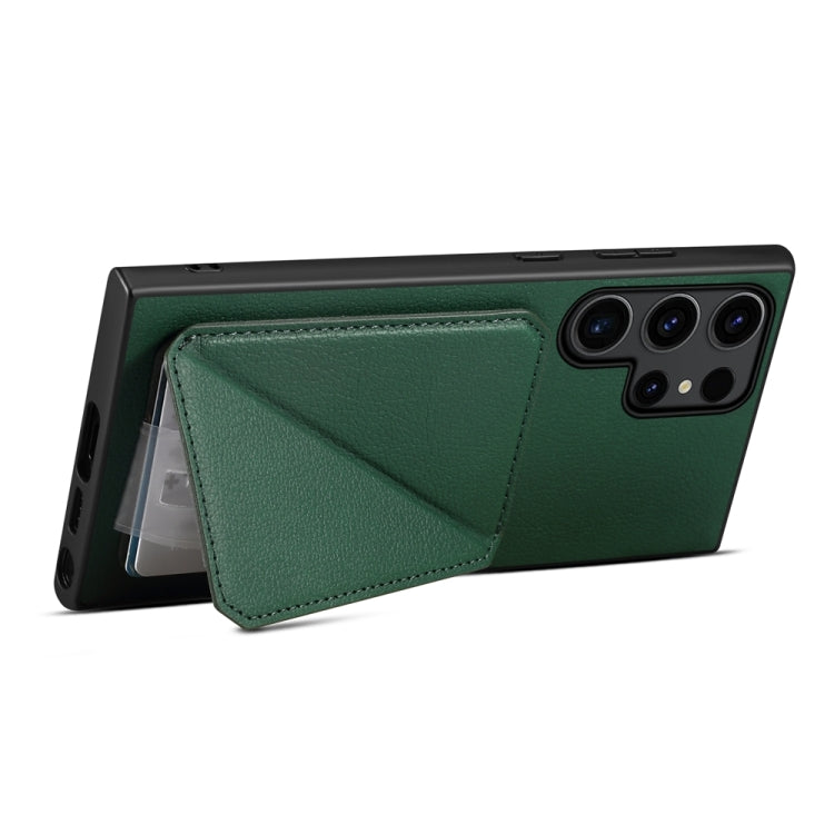 For Samsung Galaxy S24 Ultra 5G D04 Calf Texture Dual Card Slot Holder Phone Case(Green) - HoMEdemic™ 