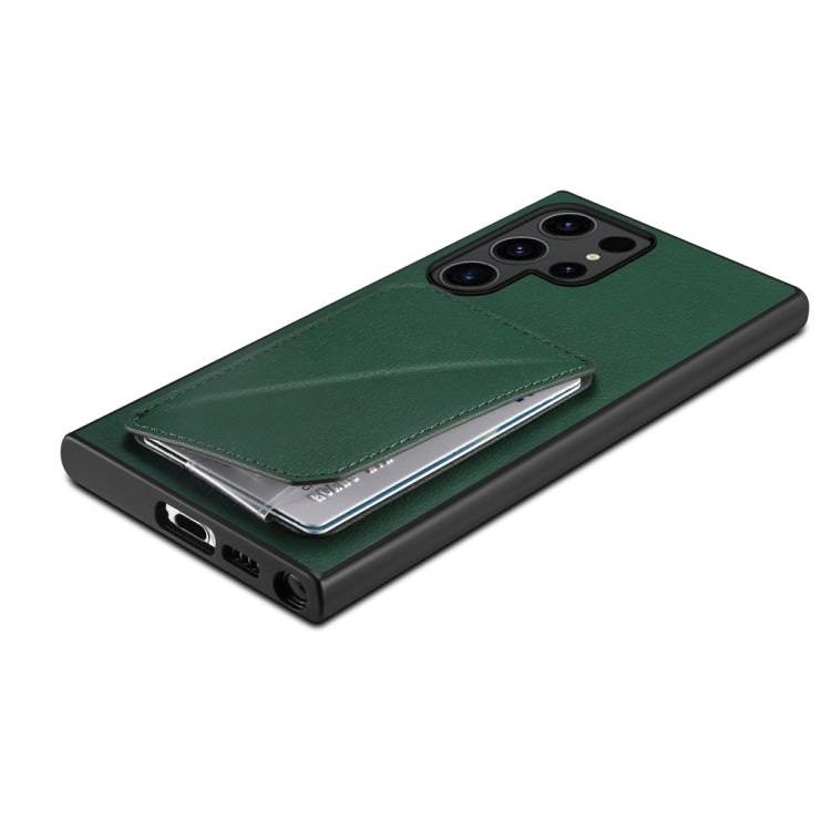 For Samsung Galaxy S24 Ultra 5G D04 Calf Texture Dual Card Slot Holder Phone Case(Green) - HoMEdemic™ 