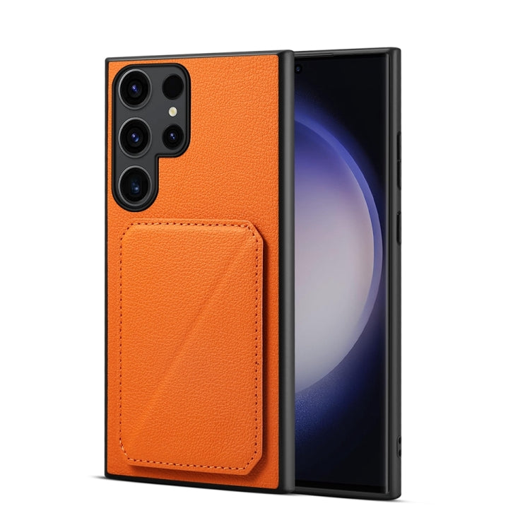 For Samsung Galaxy S24 Ultra 5G D04 Calf Texture Dual Card Slot Holder Phone Case(Orange) - HoMEdemic™ 