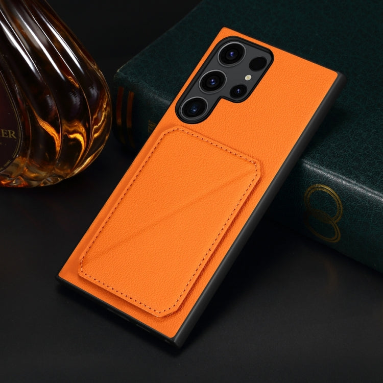 For Samsung Galaxy S24 Ultra 5G D04 Calf Texture Dual Card Slot Holder Phone Case(Orange) - HoMEdemic™ 
