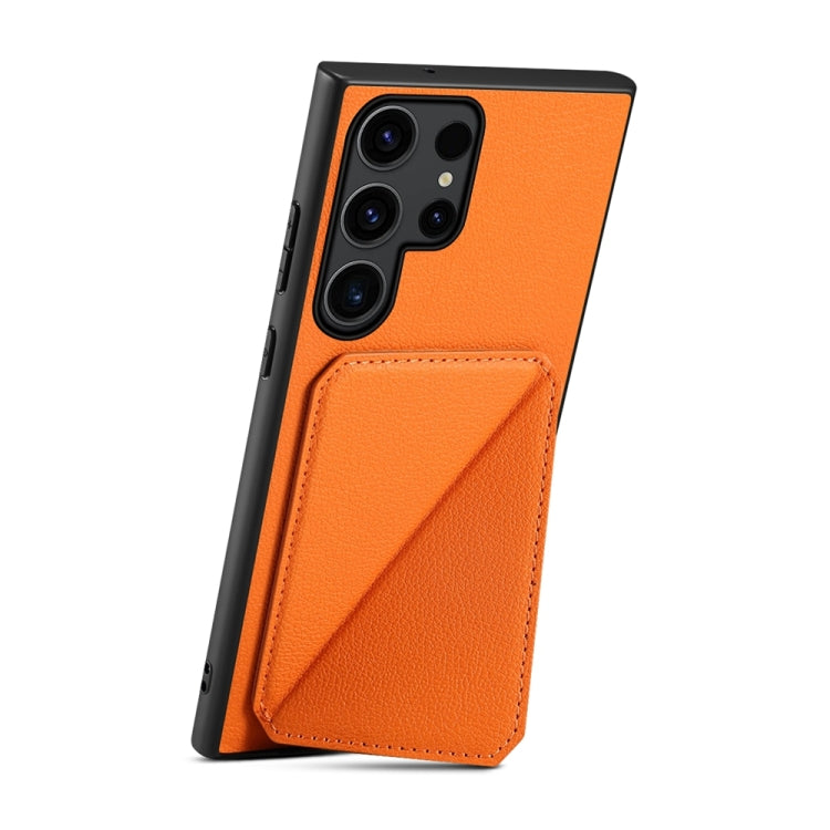 For Samsung Galaxy S24 Ultra 5G D04 Calf Texture Dual Card Slot Holder Phone Case(Orange) - HoMEdemic™ 