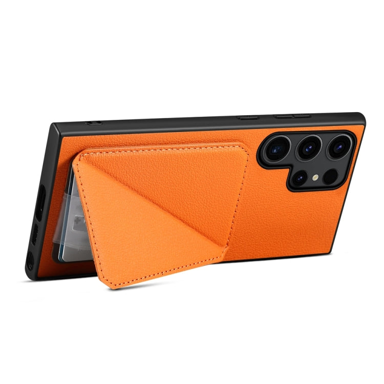 For Samsung Galaxy S24 Ultra 5G D04 Calf Texture Dual Card Slot Holder Phone Case(Orange) - HoMEdemic™ 