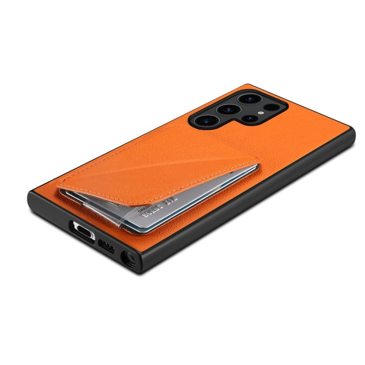 For Samsung Galaxy S24 Ultra 5G D04 Calf Texture Dual Card Slot Holder Phone Case(Orange) - HoMEdemic™ 